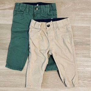 H&M 100% Cotton Chino 2 Pack Pants 9-12 Months